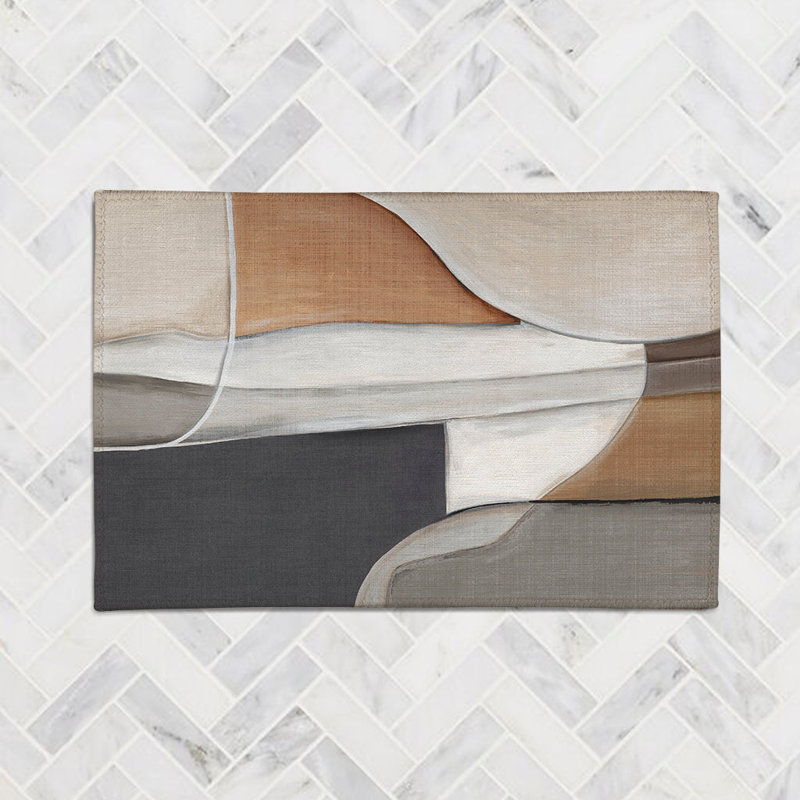  Abstract Natural Canvas Chenille Accent Rug by Laural Home, Rectangle 2' x 3'