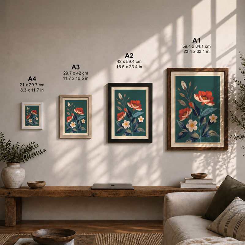 Coral Blooms Study Botanical - Print, Unframed, A1 - 84.1 x 59.4 cm