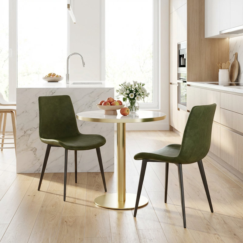 Ensemble de 2 chaises de salle à manger rembourrées Modern avec coussin en similicuir et pieds robustes en métal