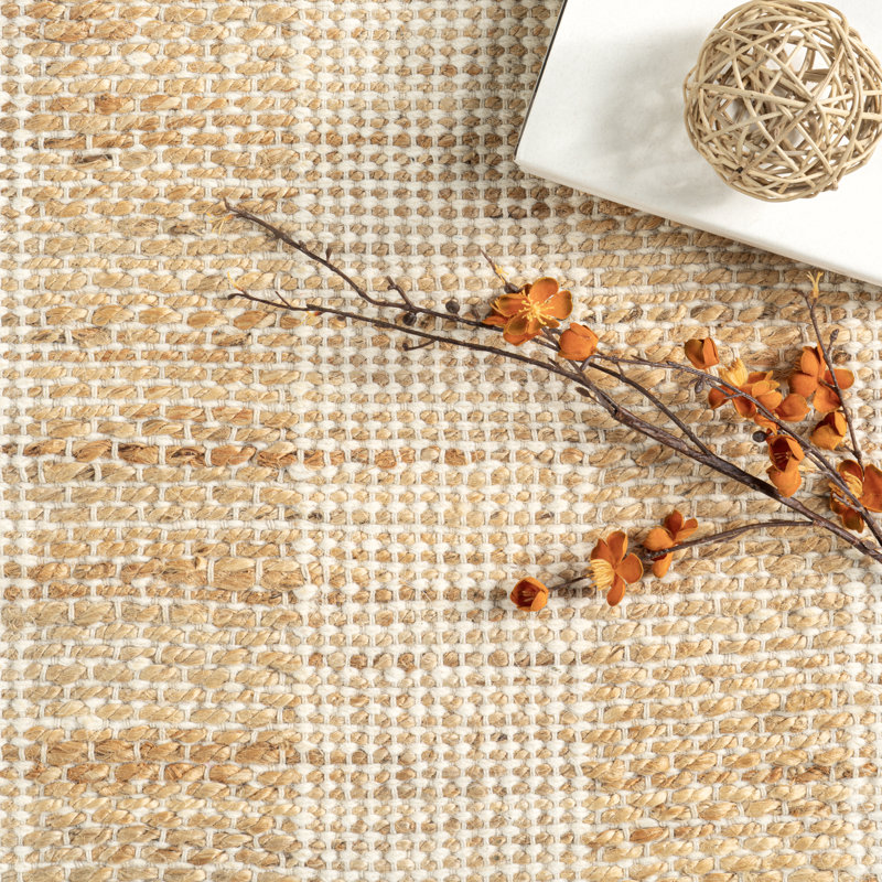 Natural Tufted Handmade Wool and Jute Rectangular Area Rug, 9' x 12'