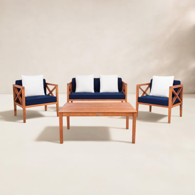 Mondovi Eucalyptus 4 - Person Patio Conversation Set with Cushions