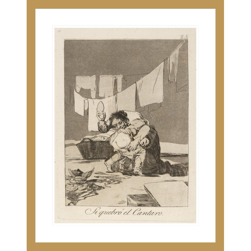 Si Quebro El Cantaro. (Oui, il a cassé le pot.) Par Francisco de Goya - Estampe numérique encadrée, H 29,5 po x l 23,2 po