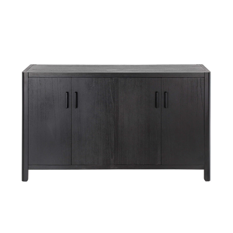 Armoire d'appoint à 4 portes de style campagnard avec poignées en métal Mirod, Noir