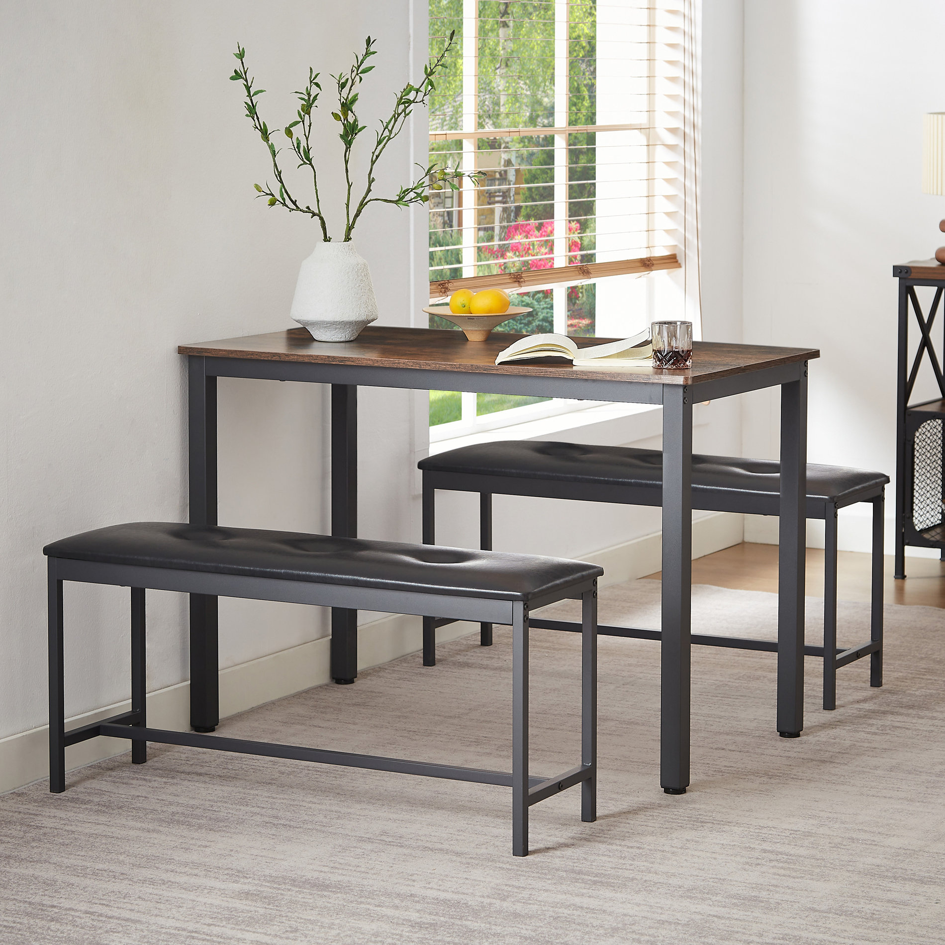 17 Stories Dining Table Set For 4, Kitchen Table With 2 Bench, Small