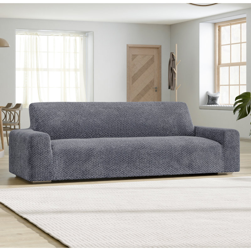Housse extensible pour canapé - Doux au toucher et facile à nettoyer - Collection Velvet, H 35 po x l 115 po x P 38 po, Gris
