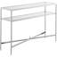 Console de style Tudor - Plateau en verre transparent avec structure en chrome
