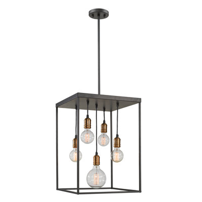 Lustre rectangulaire / carré unique à 5 lumières Crepeau