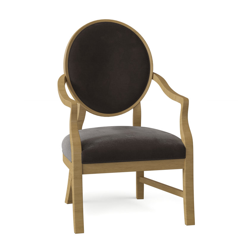 King Louis Upholstered Arm Chair, 9953 Mink, Hazelnut