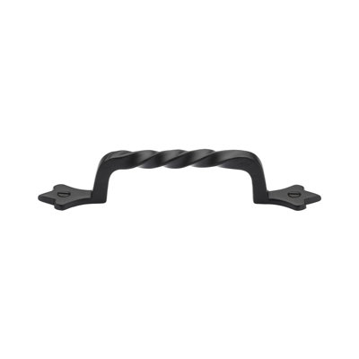 Heritage Brass Matt Black Rustic Iron Cabinet Pull Twist Design