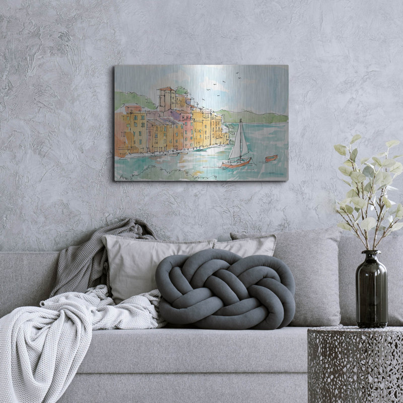 «Portofino II» par Anne Tavoletti, art mural en métal, H 24 po x l 36 po