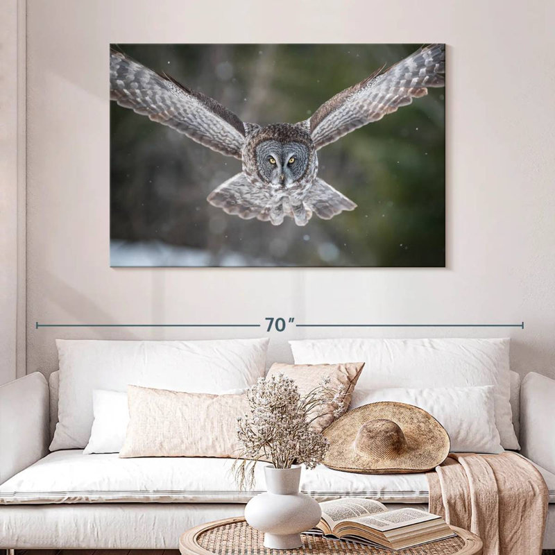 Brampt Flying Winter Owl, 32" H x 48" W