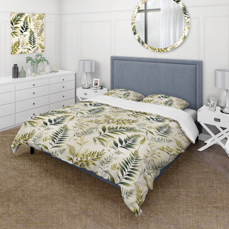 Literie Tranquil Ferns Ii III, Housse de couette simple + 1 taie décorative stan