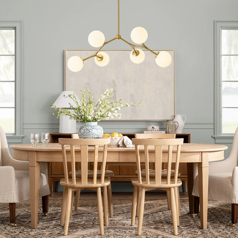 6 - Light Sputnik Modern Glass Globe Kitchen Island Linear Chandelier