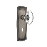 Prairie Plate with Decorative Keyhole and Oval Clear Crystal Door Knob