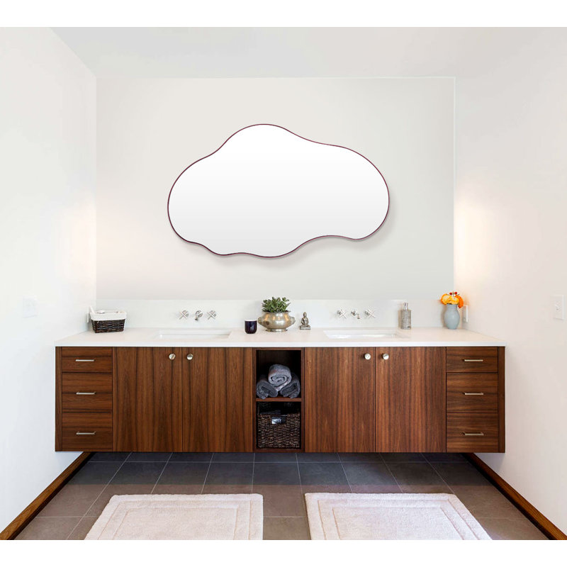 Flat Wall Mirror, Burgundy