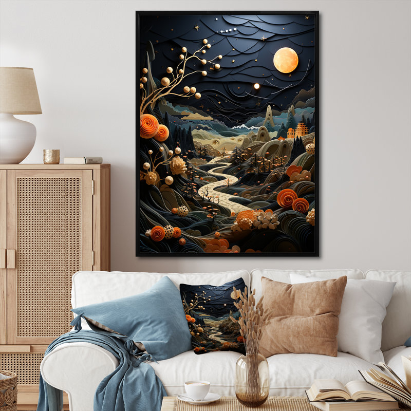 Leonas, surréalisme, paysage de rêve - impression, Cadre flottant noir, H 40 po x l 30 po x P 1,5 po