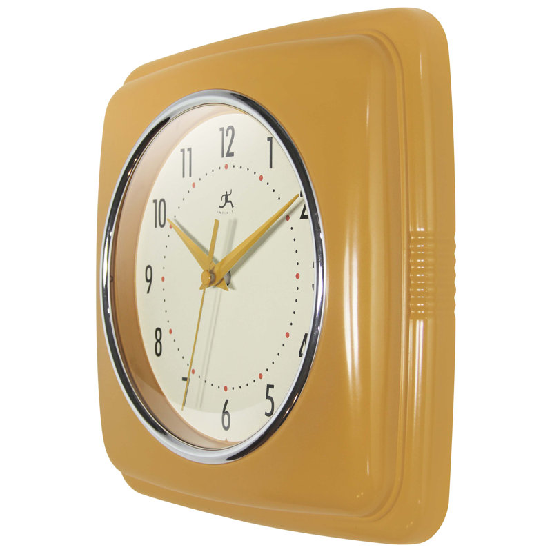 Orrwell Square Plastic Wall Clock 9.25 Inches, Saffron