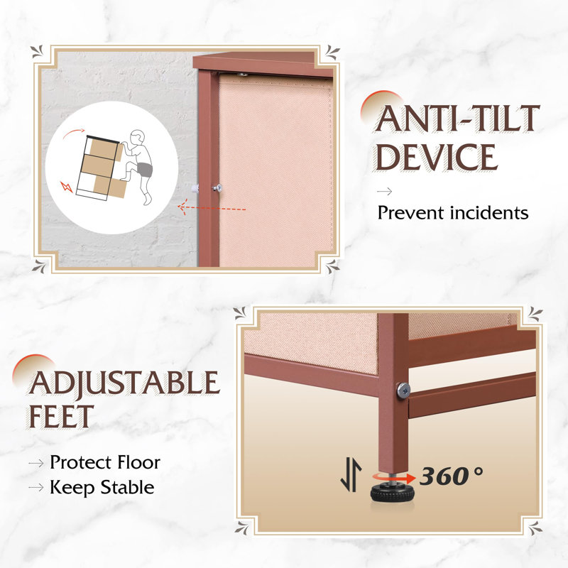 Commode 9 tiroirs pour chambre à coucher, Rose