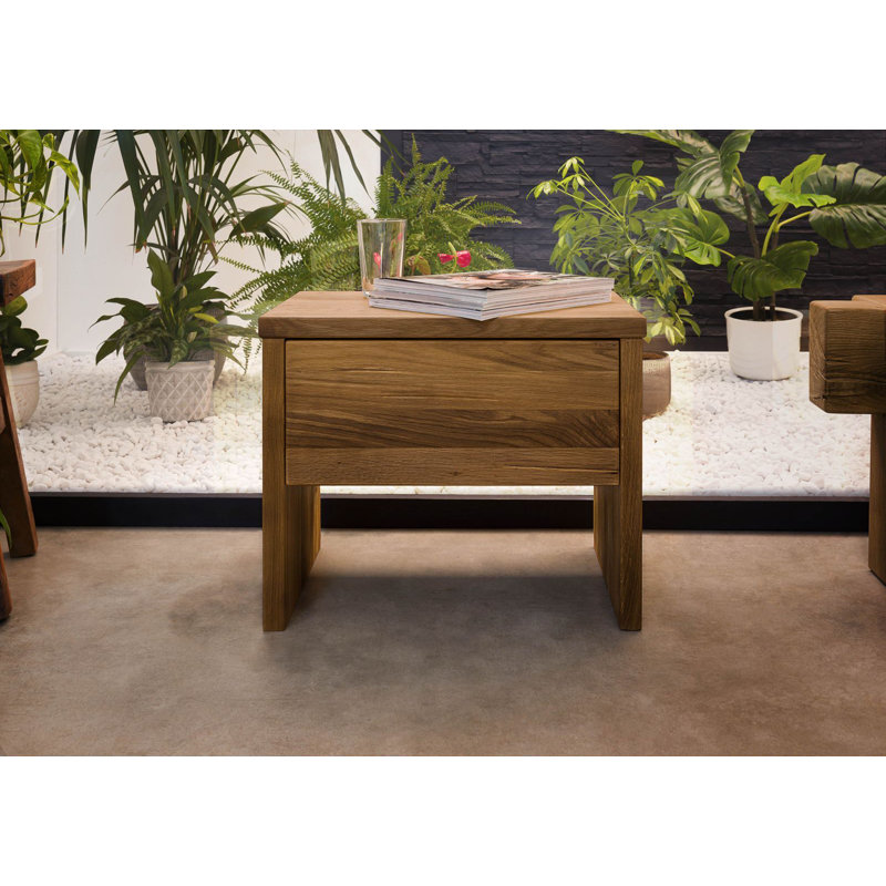 Jangali 35cm W Solid Wood Bedside Table, Brown
