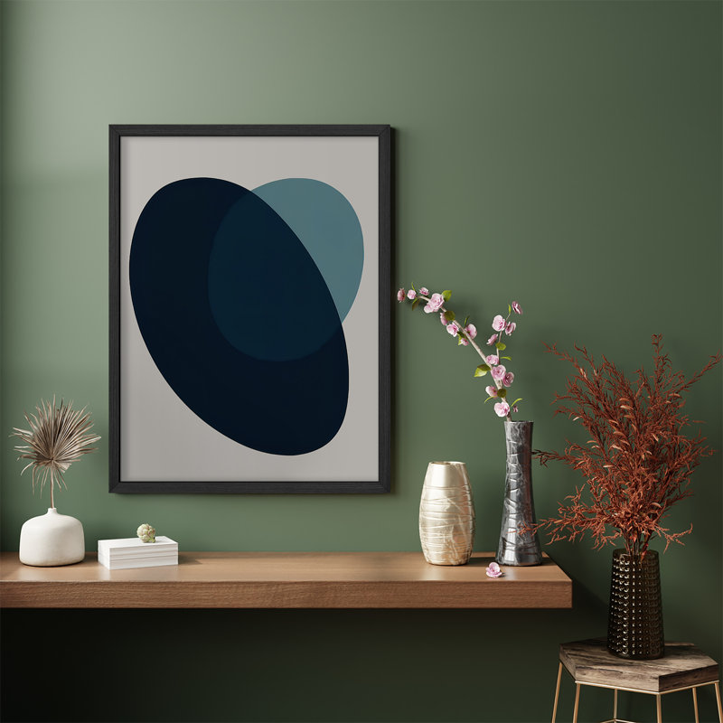 Reproduction d'art encadrée abstraite pour décoration intérieure moderne, H 14 po x l 11 po, Noir