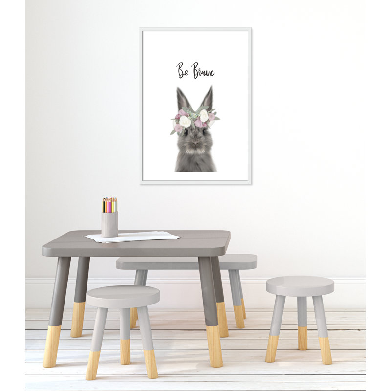 Le lapin est courage, H 35,5 po x l 25,5 po x P 1,19 po, Encadré de boîte blanc