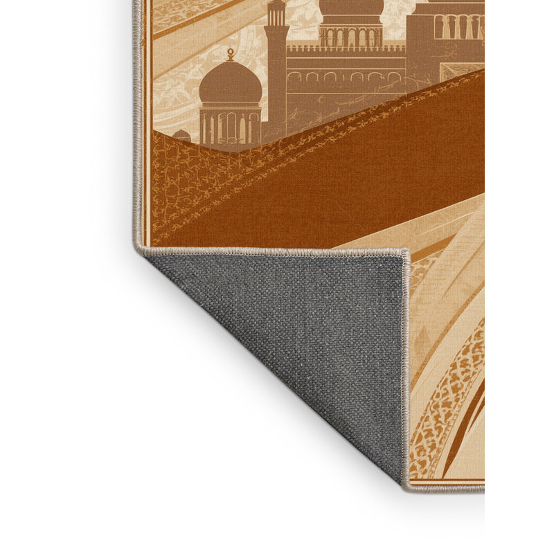 Soft Plush Collier Abu Dhabi Sheikh Zayed Mosque Posh & Luxe Oriental Area Rug in Beige – Beige Binding, 2x5