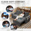 Canapé-lit modulaire convertible 3-en-1 avec port USB et rangement latéral, causeuse multifonctionnelle en velours côtelé gris pour le salon-1410608440