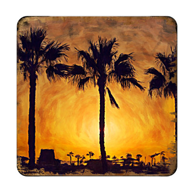 Wood Square 4 Piece Coaster Set