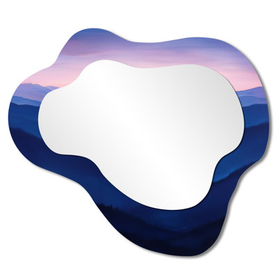 Lavender Mountain Peaks At Twilight I - Landscape Mountains Asymmetrical Decorative Mirror, Traditional irregular Wall Mirror, Printed on Metal