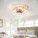 Caged Ceiling Fan With Lights Remote Control,Semi -Embedded Modern Ceiling Fans, 6 Speeds Reversible Blades, 4 LED Bulbs Include