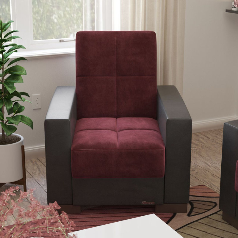 Fauteuil convertible en polyester rembourré Primenest Nimbusflow, Microfibre rouge