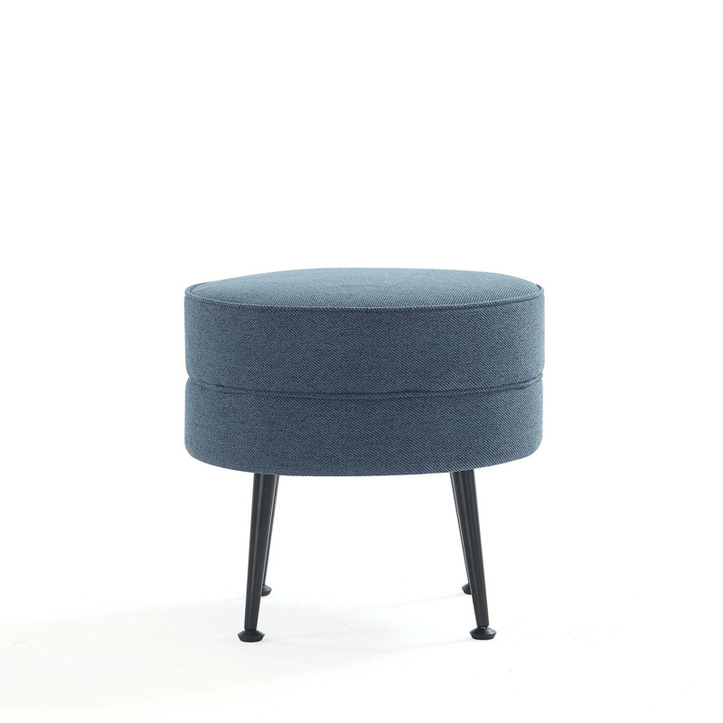 Luker Upholstered Ottoman, Blue, Black