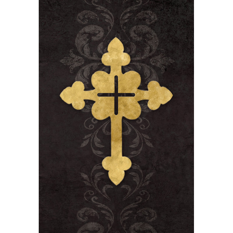 Gold Cross On Slate - Wrapped Canvas Print, 76cm H x 51cm W x 3.8cm D