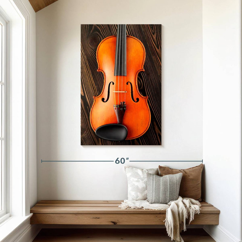 Abarca Violin On Wooden Table, 45" H x 30" W