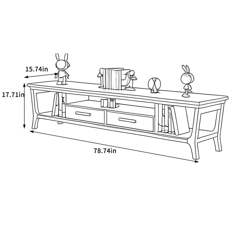 Solid Wood TV Stand with Ample Storage