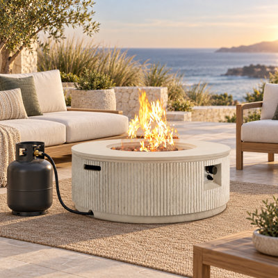 Table de foyer d'extérieur au propane 38 po avec chaleur de 50 000 BTU, foyer d'extérieur moderne MGO avec pierres de lave et housse de pluie
