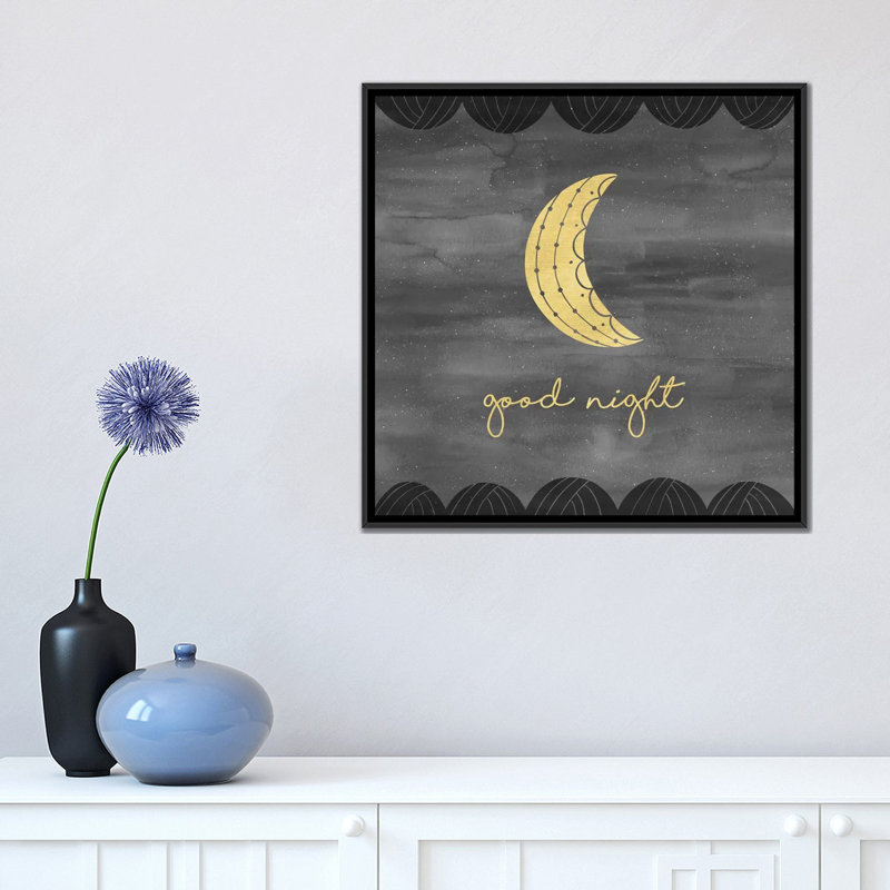 « good night sleep étroit i », impression sur toile tendue, H 18 po x l 18 po x P 1,5 po, Toile avec cadre noir, Pas de tapis