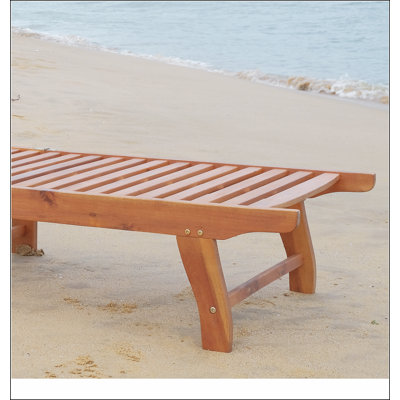 Outsunny Outdoor Folding Chaise Lounge Chair Recliner with Wheels, Acacia Wood Frame