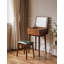 Table de coiffeuse en bois massif de style Mid-Century avec miroir rabattable et rangement divisé