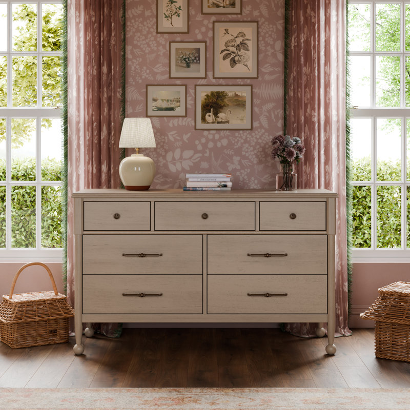 Commode 7 tiroirs Alouette, Pin délavé