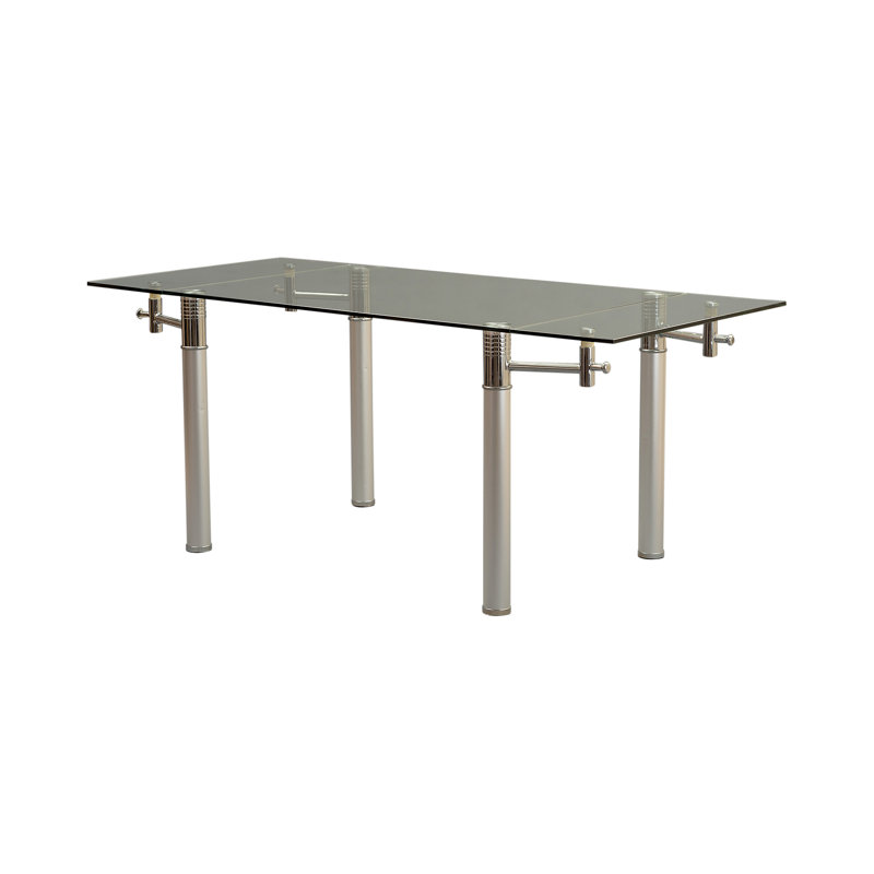Glass Top Metal Base Dining Table