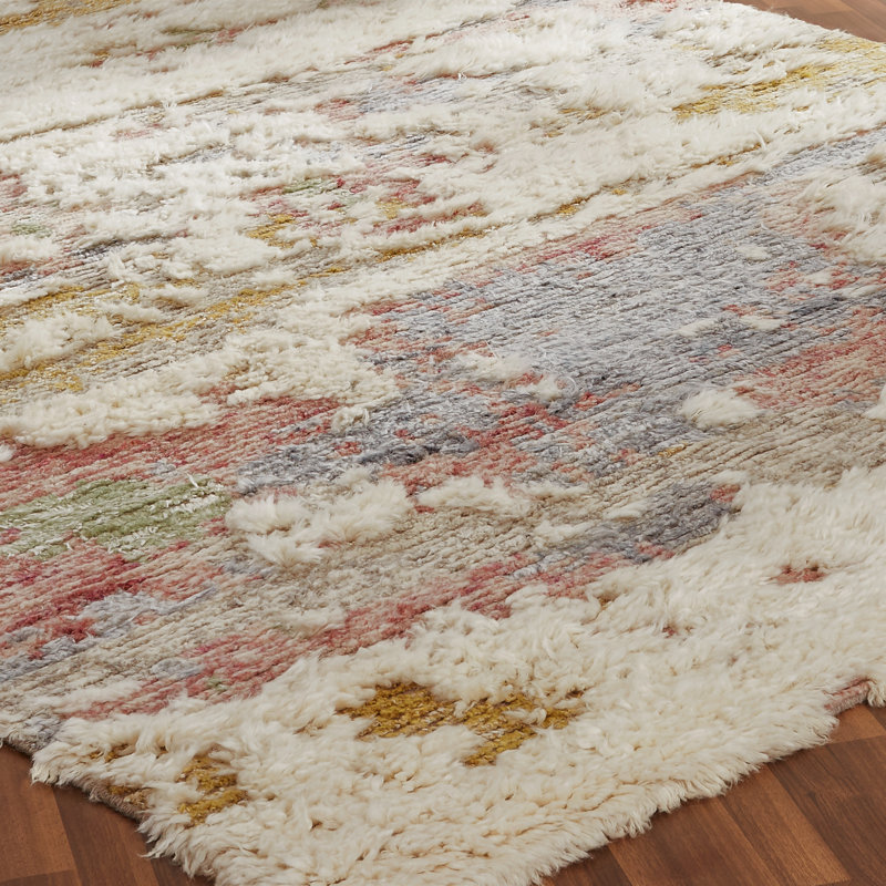 Helenville Wool Abstract Area Rug in Ivory, 7'9" x 9'9"