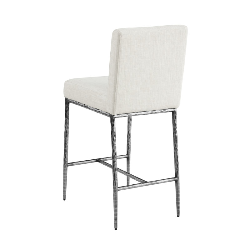 Ensemble de table 5 pièces à hauteur de comptoir en métal martelé Lalia, Gris