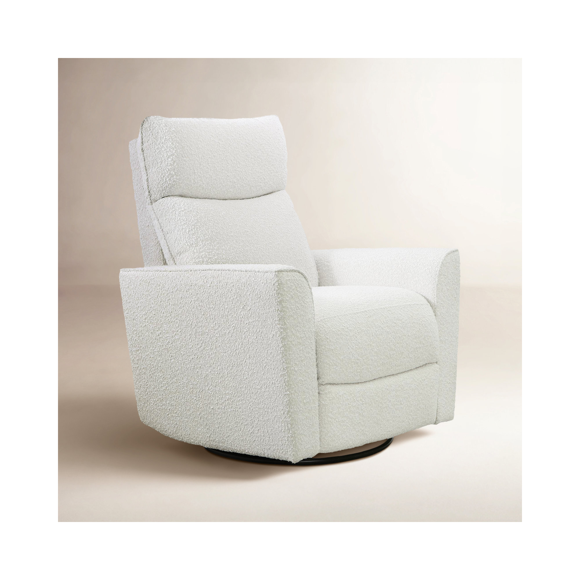 Soho Swivel Glider, White Boucle