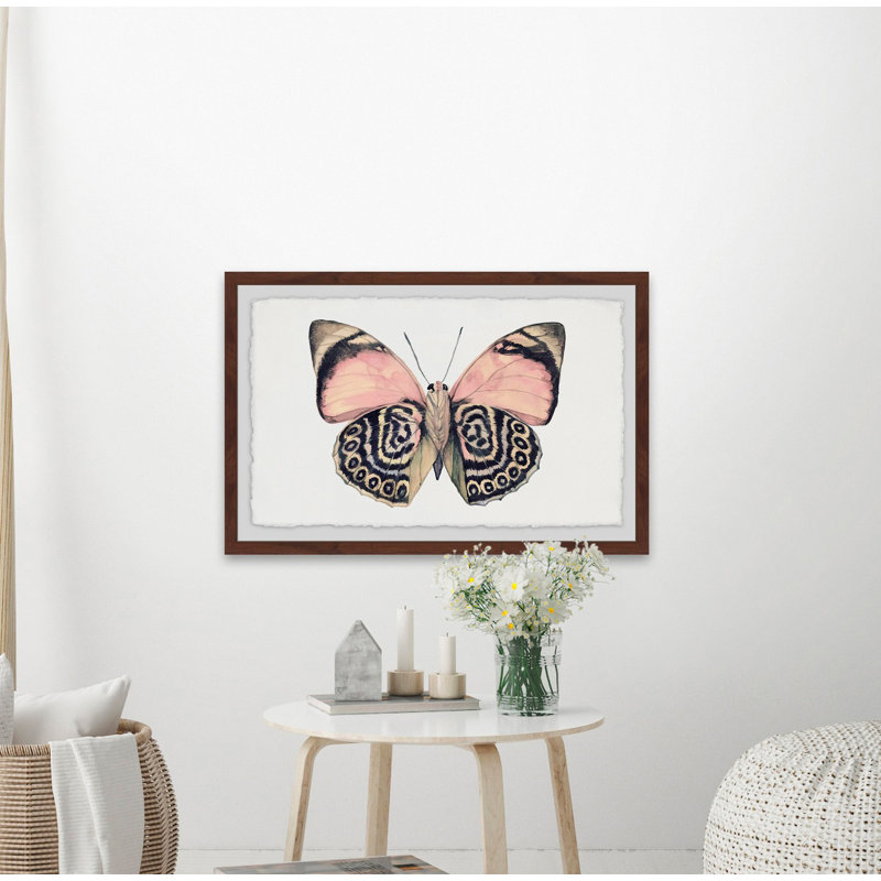 «Artsy Pink and Black Wings», reproduction de peinture à l'aquarelle encadrée, H 12 po x l 18 po