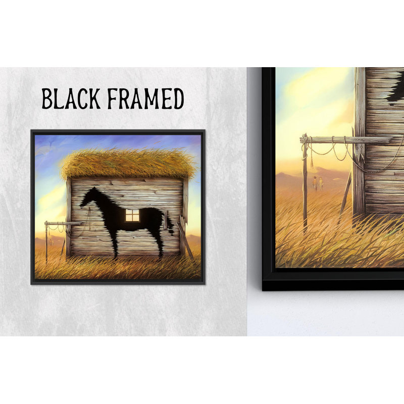 Reproduction d'art sur toile imprimée: Élégant décor d'animaux de ferme pour votre maison, 1P BlackFramedCanves