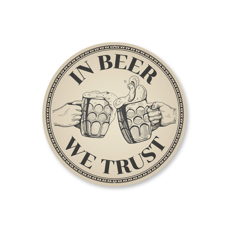 Panneau en aluminium «In Beer We Trust», H 18 po x l 18 po x P 0,06 po
