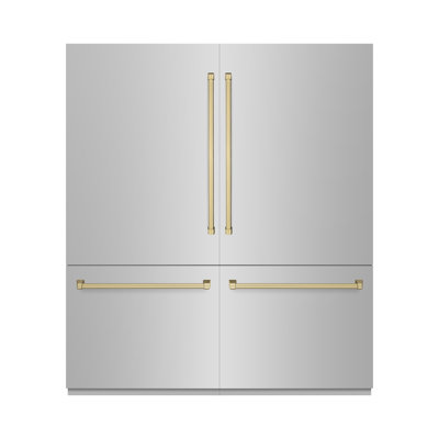 ZLINE Autograph 72 in. Built-In Refrigerator in Stainless Steel w/ Gold Accents