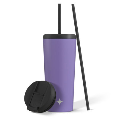 JoyJolt Vacuum Insulated Tumbler with Flip Lid and Straw 24oz