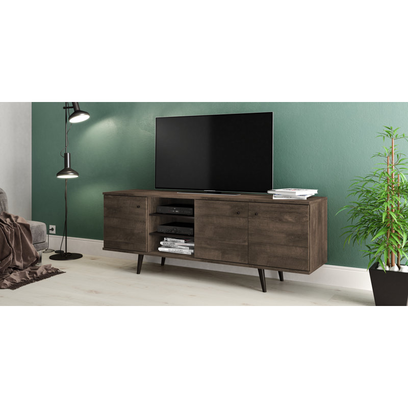Baldomera Unfinished TV Stand with Fireplace Included, Brown
